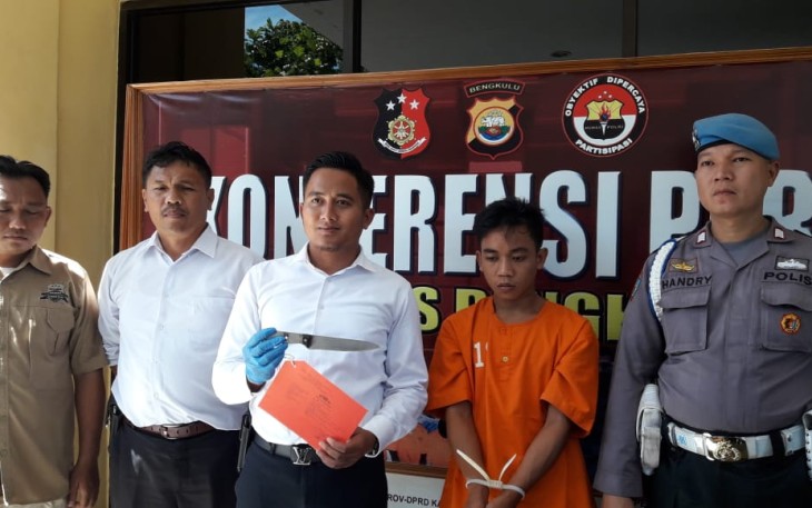 Polres Bengkulu saat gelar konferensi pers tersangka dan barang bukti