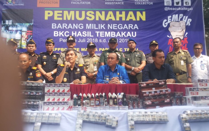 Rokok Ilegal Berbagai Merek Dimusnahkan Kantor Bea Cukai Tegal