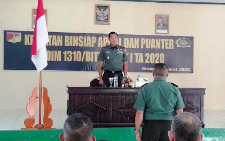 Dandim 1310/Bitung Buka Kegiatan Binsiap Apwil Dan Puanter PW I TA 2020