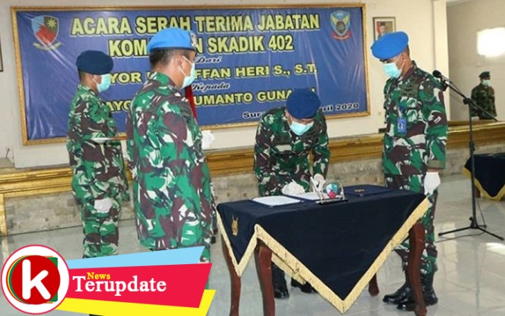 Acara serah terima jabatan (sertijab) Komandan Skadron Pendidikan (Danskadik) 402 Lanud Adi Soemarmo di Gedung Grha Dirgantara Lanud Adi Soemarmo. (Foto Istimewa).