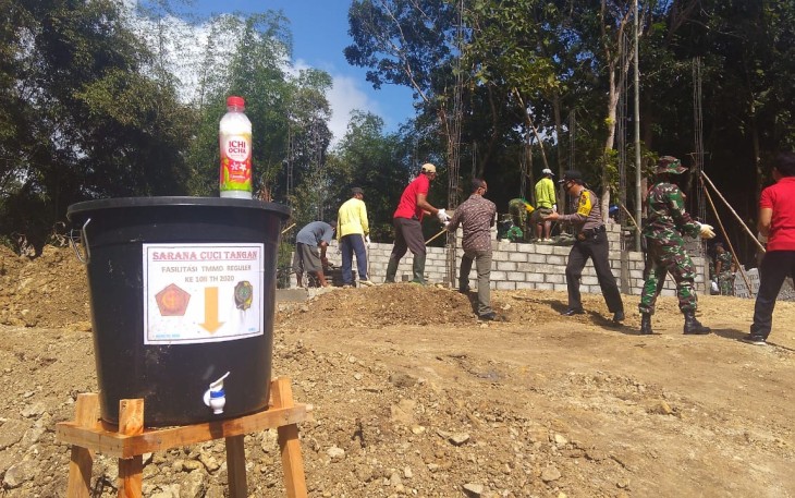 Tempat Cuci Tangan Sudah Tersedia di Lokasi TMMD 108 dusun Ngepoh