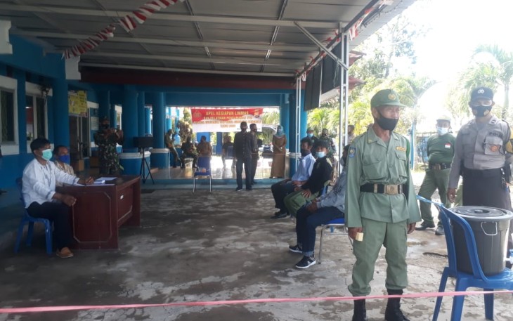 Polsek Teluk Segara Gelar Apel Kesiapan Linmas dan Simulasi TPS