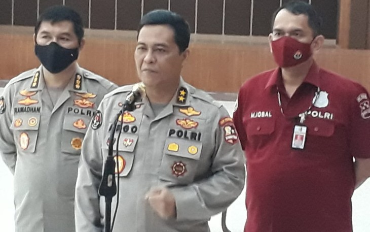 Kepala Divisi Humas Polri Argo Dalam jumpa Pers di Gedung Bareskrim Polri