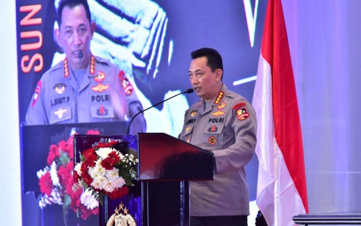 Kapolri Jenderal Polisi Listyo Sigit Prabowo membuka Rapat Kerja Teknis (Rakernis) Badan Intelijen Keamanan (Baintelkam) Polri, Rabu (17/3/2021).