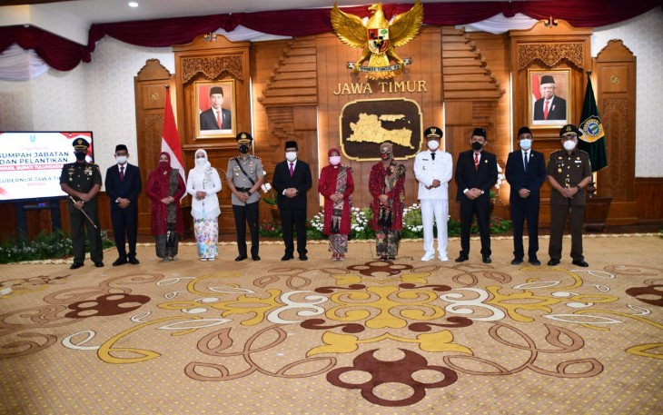 Kapolres Tulungagung AKBP Handono Subiakto, SH,SIK,MH ikut menghadiri pengambilan sumpah dan pelantikan Wakil Bupati Tulungagung bertempat di Gedung Grahadi Pemerintah Provinsi Jawa Timur