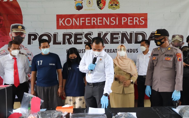 Polres Kendal konferensi pres tersangka Eksploitasi Anak