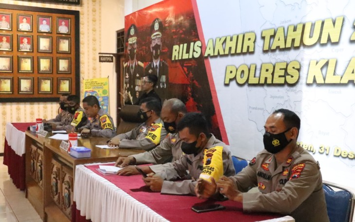 Konferensi pers akhir tahun 2021 Polres Klaten 