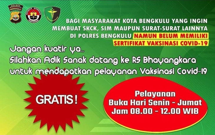 RS Bhayangkara Laksanakan Vaksin Gratis 