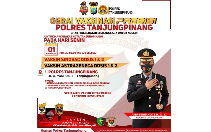 Polres Tanjungpinang Gelar Vaksinasi Presisi