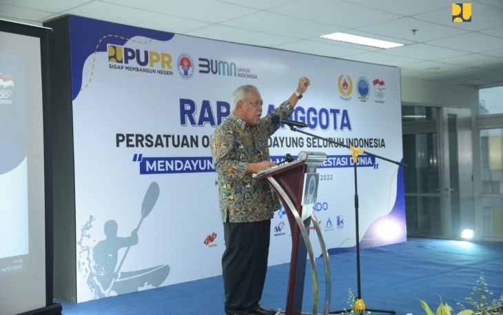 Menteri Basuki saat memimpin Rapat Kerja Nasional (Rakernas) Anggota PB PODSI Tahun 2022 di Karawang, Jawa Barat, Rabu (14/12/2022). 