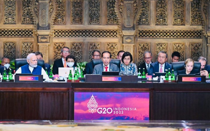 Presiden Joko Widodo pada saat sesi ketiga Konferensi Tingkat Tinggi (KTT) G20 yang digelar di Hotel Apurva Kempinski, Kabupaten Badung, Provinsi Bali, Rabu, (16/11/2022). 