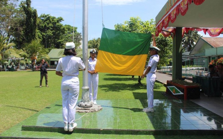 Para siswa yang mengikuti lomba PBB dan TUB di lapangan Makodim 1310/Bitung