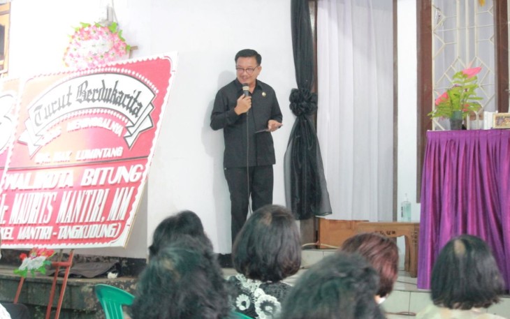 Wali Kota Bitung saat sambutan Ibadah pelepasan Max Lumintang