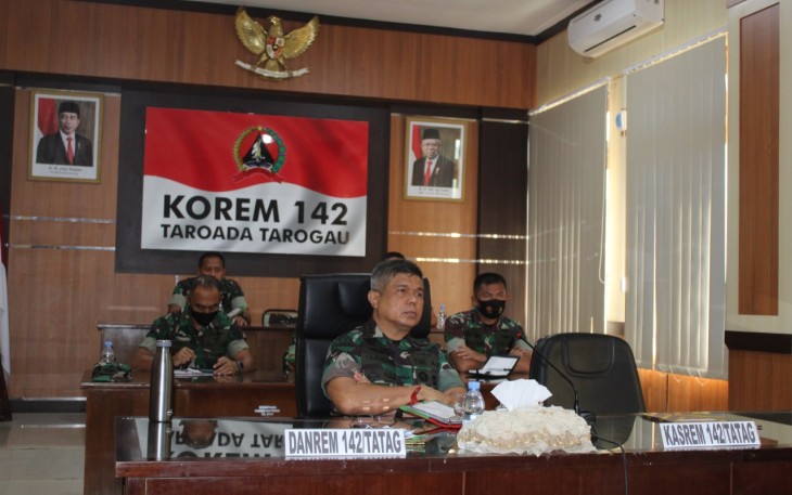 Danrem 142/Tatag Video Conference dengan Pangdam XIV/Hasanuddin