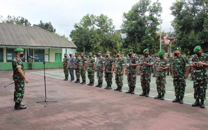 Apel pengecekan pasukan personel Kodim 1310/Bitung, Senin(9/5/2022)