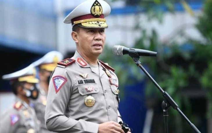 Dirgakkum Korlantas Polri saat pimpin apel jajaran di Jakarta. Kamis (12/05/2022)