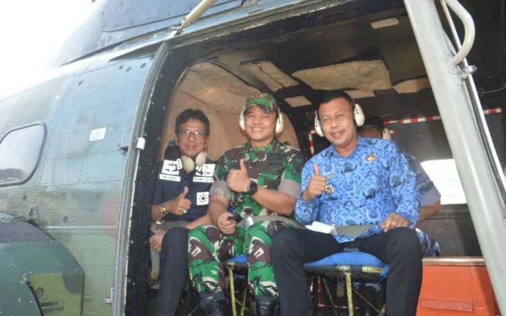 Dandim gunakan helikopter patroli tertibkan penerbangan balon udara. Selasa (17/05/2022)