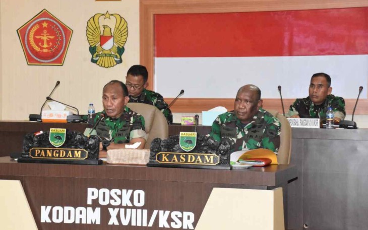 Pengarahan pangdam kepada semua dansat jajaran secara virtual 