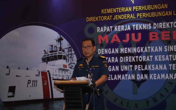 Ditjen perhubungan laut saat membuka Rakernis KPLP