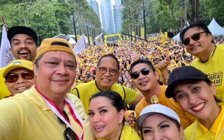 Airlangga Marjono saat olahraga bersama peringati HUT ke 58 Partai Golkar 