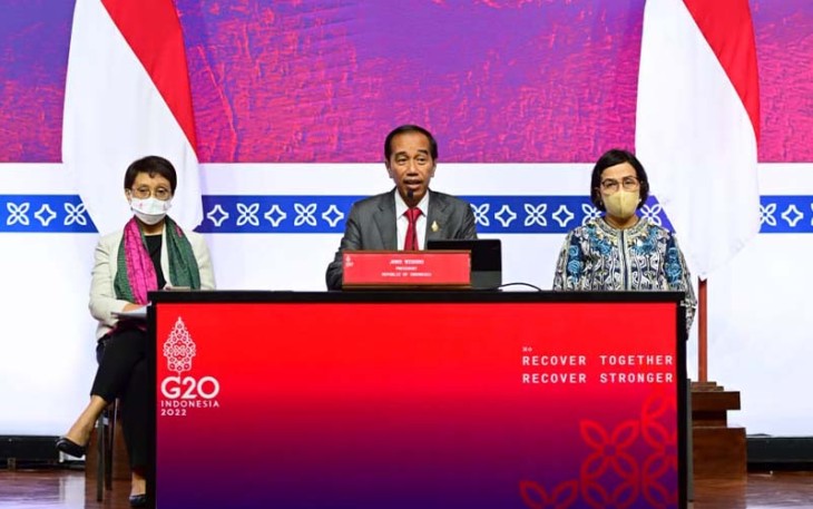 Presiden RI Ir H Joko Widodo saat jumpa pers usai penutupan KTT G20 di Nusa Dua, Bali, Rabu (16/11).