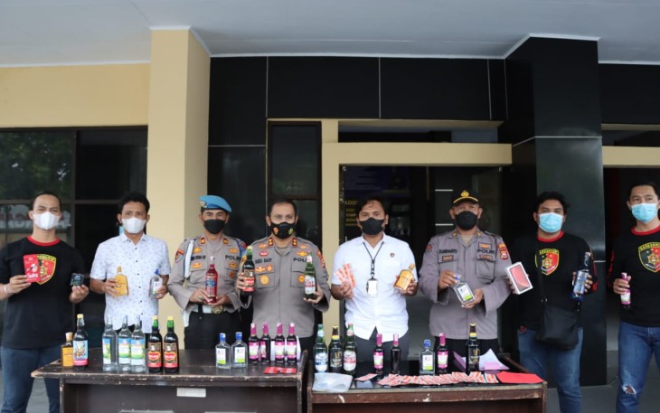 Konferensi Pers capaian Operasi Pekat Nala I 2022 Polres Bengkulu, Rabu (20/04/2022).