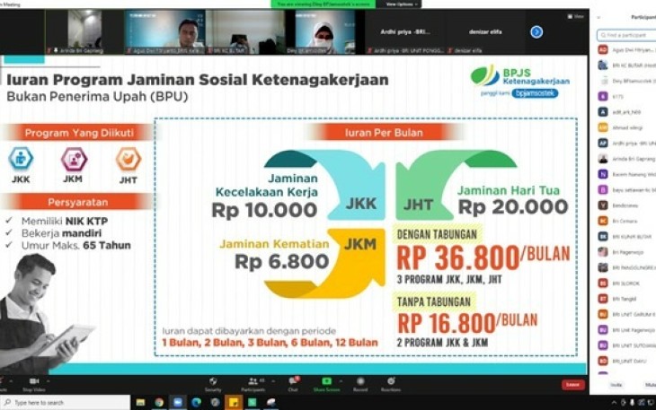 Acara Pertemuan Virtual BPJS Ketenagakerjaan Cabang Blitar dan BRI Cabang Blitar Soal Pemberian Perlindungan ke Penerima KUR (foto : BPJS Ketenagakerjaan Cabang Blitar untuk Klikwarta.com)