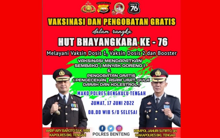 Vaksinasi dan Pengobatan Gratis Polres Benteng