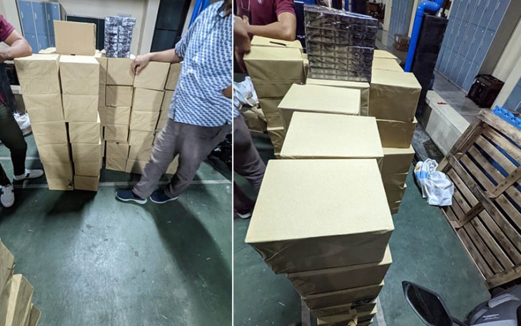 Pengiriman Rokok Ilegal Tanpa Cukai pasca Digagalkan Tim Bea Cukai Malang 