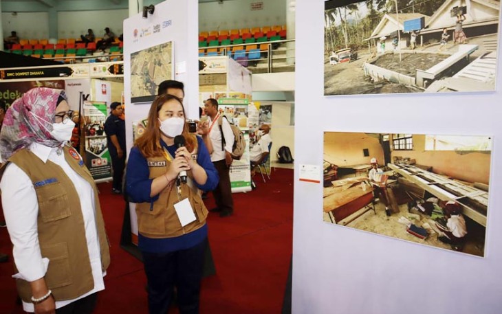 Deputi Bidang Pencegahan BNPB Prasinta Dewi seusai membuka Pameran Kebencanaan.
