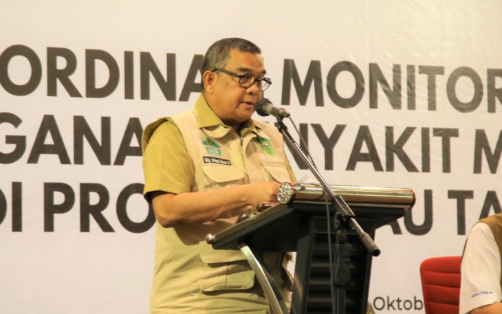 Wakil Gubernur Provinsi Riau, Edy Natar Nasution membuka Rapat Koordinasi Monitoring dan Evaluasi Penangan Penyakit Mulut dan Kuku (PMK) di Provinsi Riau, Senin (17/10).