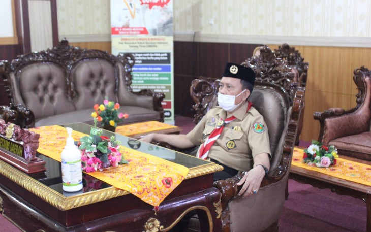  video conference, pada Rapat Koordinasi Persiapan Pelaksanaan Kegiatan Pemberian Penghargaan Kepada Perempuan Berjasa & Berprestasi dalam Rangka Hari Kartini ke-144  secara virtual, di Jakarta, Kamis (14/4). 