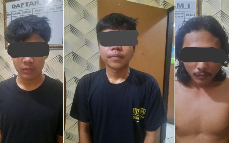Tiga terduga pelaku saat diamankan