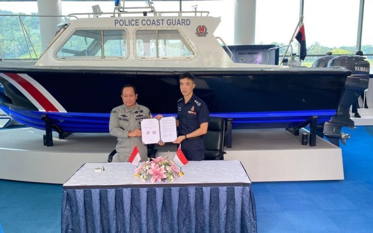 Bakamla RI saat pertemuan dengan Singapore Police Coast Guard, di Markas SPCG, Singapura, Senin (31/7/2023)