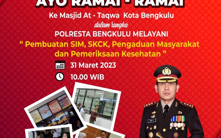 Polresta Bengkulu Melayani Pembuatan SIM, SKCK, Dumas dan Pemeriksaan Kesehatan di Masjid At Taqwa