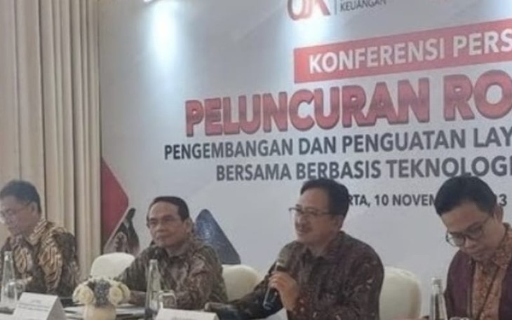 Kepala Eksekutif Pengawas Lembaga Pembiayaan, Perusahaan Modal Ventura, Lembaga Keuangan Mikro dan Lembaga Jasa Keuangan Lainnya Anggota Dewan Komisioner OJK Agusman kepada Wartawan di Hotel Four Seasons, Jakarta Selatan, Jumat (10/11/23).