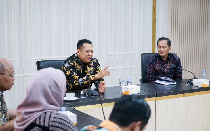 Ketua MPR RI sekaligus Wakil Ketua Umum Partai Golkar sekaligus pendiri Universitas Perwira Purbalingga (UNPERBA) Bambang Soesatyo silaturahim bersama pengurus yayasan dan rektorat Universitas Trisakti, di Jakarta, Kamis (21/12/23) 
