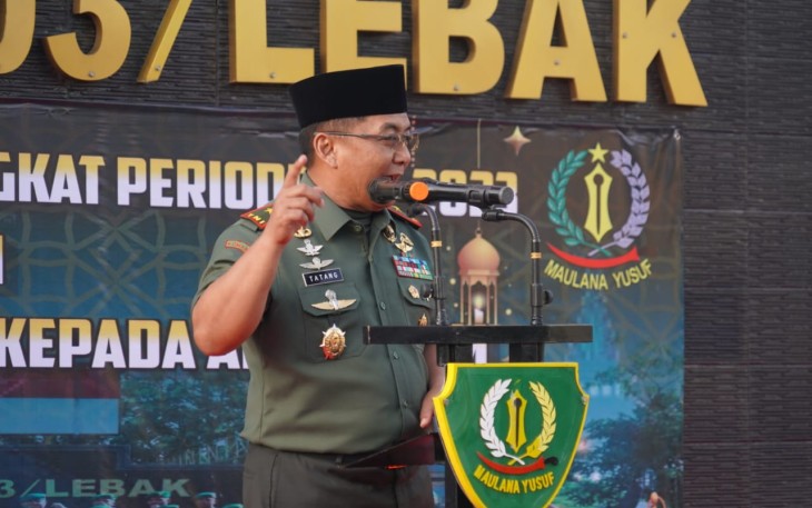 Danrem 064/Maulana Yusuf, Brigjen TNI Tatang Subarna di Makodim 0603/Lebak, Rabu (5/4/2023).