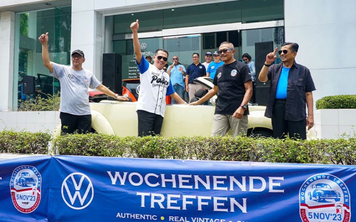 Bamsoet saat membuka event VW Wochenende Treffen 2023, Meet and Greet Komunitas VW, di Serpong, Tangerang Selatan, Minggu (5/11/23).