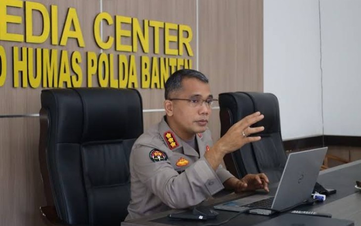 Kabid Humas Polda Banten Kombes Shinto saat memberikan keterangan pers 