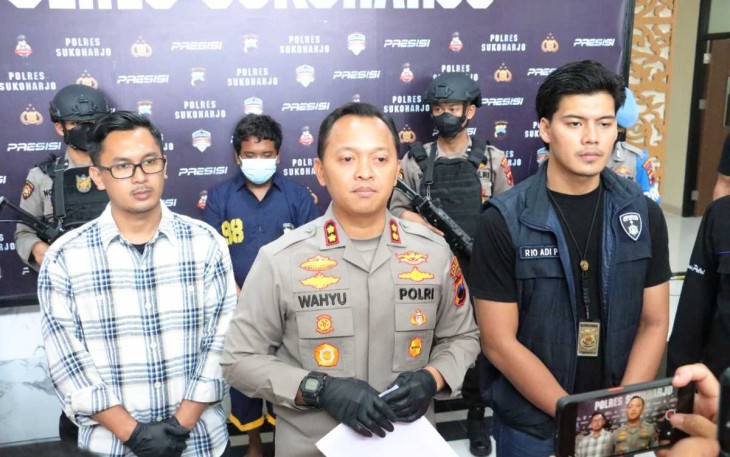 Kapolres Sukoharjo AKBP Wahyu Nugroho saat memberikan keterangan pers 