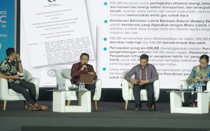 Ditjen Bangda Restuardy Daud saat acara PEVS 2023 di Jakarta 