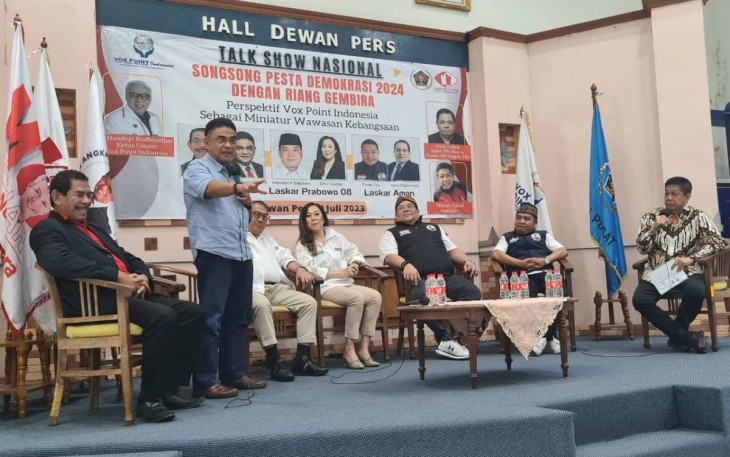 Talk show nasional di hall Dewan Pers Jakarta, Minggu (9/7)