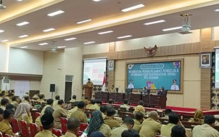Bimtek PPID Pelaksana Kabupaten Blitar yang Dibuka oleh Sekretaris Daerah Kabupaten Blitar Izul Marom, Selasa 18 Juli 2023.