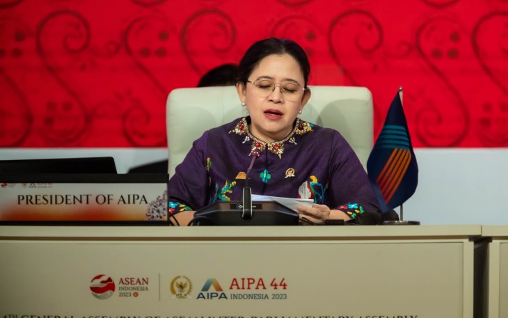 Puan Maharani saat pimpin sidang AIPA 2023 di Jakarta, Senin (7/8)