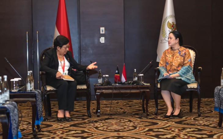 Puan Maharani Ketua DPR RI menerima Ketua Parlemen Nasional Timor Leste Maria Fernanda Lay di Fairmont Hotel Jakarta, Selasa (8/8)