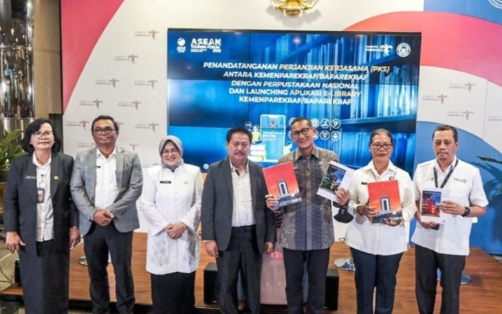 Menparekraf Sandiaga Uno saat launching e-Library di Jakarta 