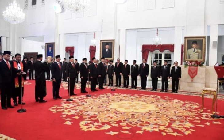 Presiden Joko Widodo Lantik Menteri Komunikasi dan Informatika (Menkominfo) Kabinet Indonesia Maju dalam sisa masa jabatan periode tahun 2019-2024 di Istana Negara, Jakarta, Senin, 17 Juli 2023