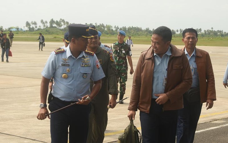 Danlanud RSA Natuna saat Sambut Kedatangan Kadisopslatau