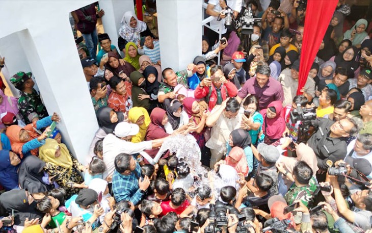 Menhan Prabowo saat Resmikan Sumber Titik Air di Jateng